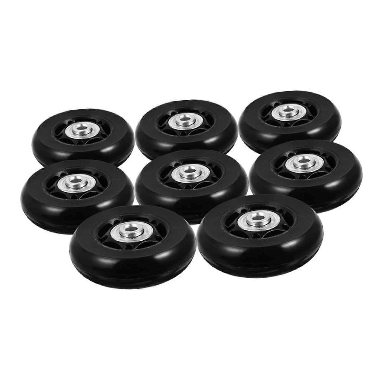 8pcs Universal Luggage Replacement Wheels Black Rubber Suitcase Rollers Smooth Rolling Easy Install