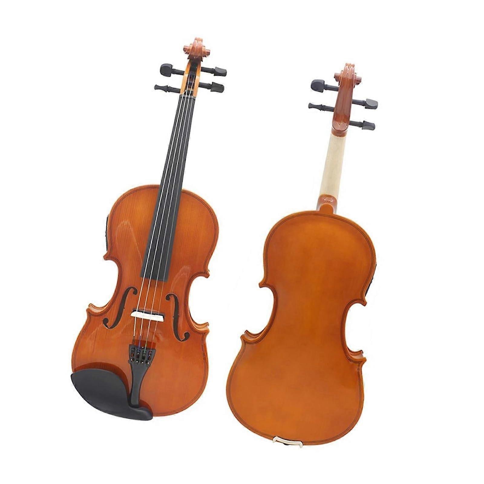 4/4 Solid Wood Electric Violin with Ebony Fingerboard, Maple Back, Bow and Case for Beginners