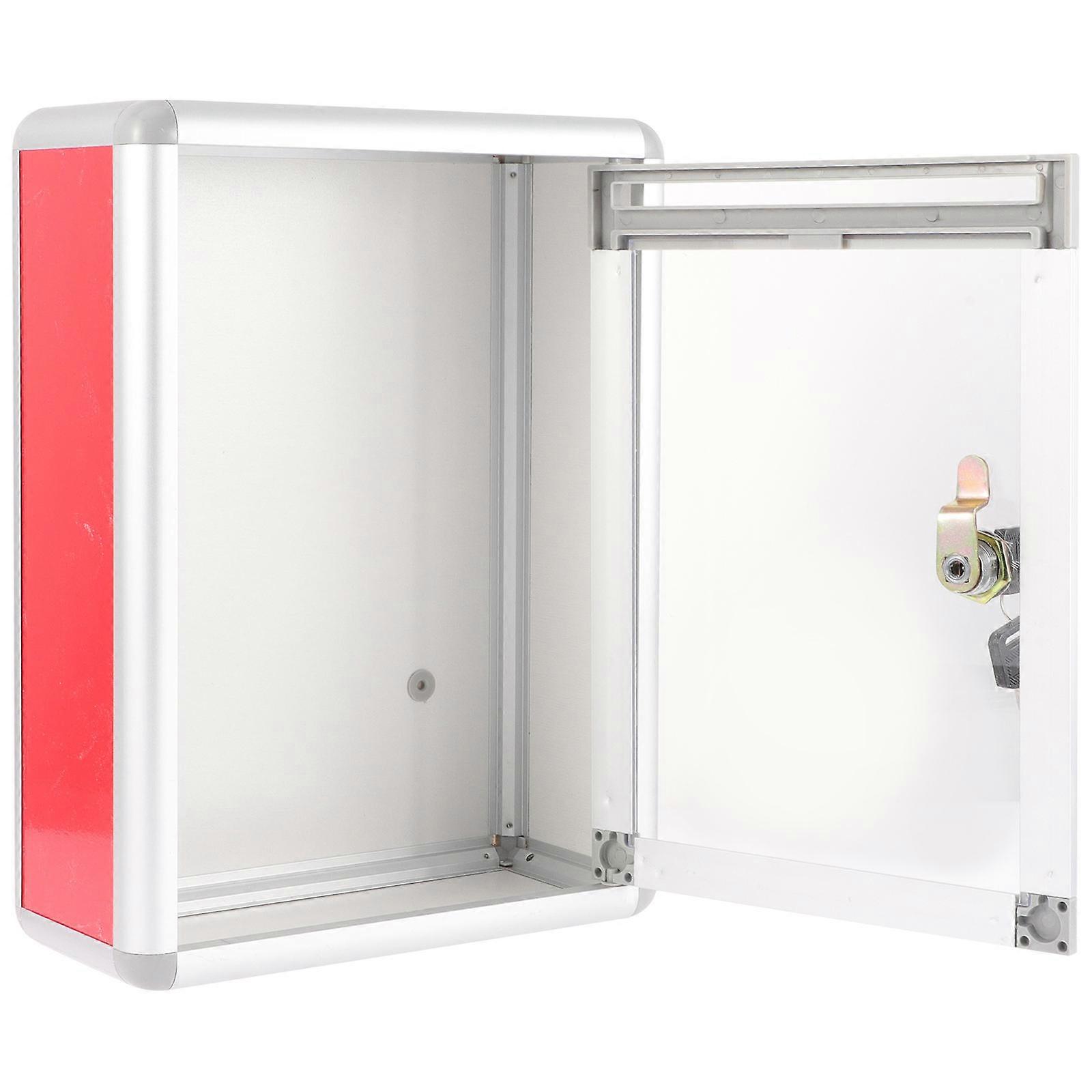 Wall Mounted Suggestion Box Voting Box with Lock Red Aluminum