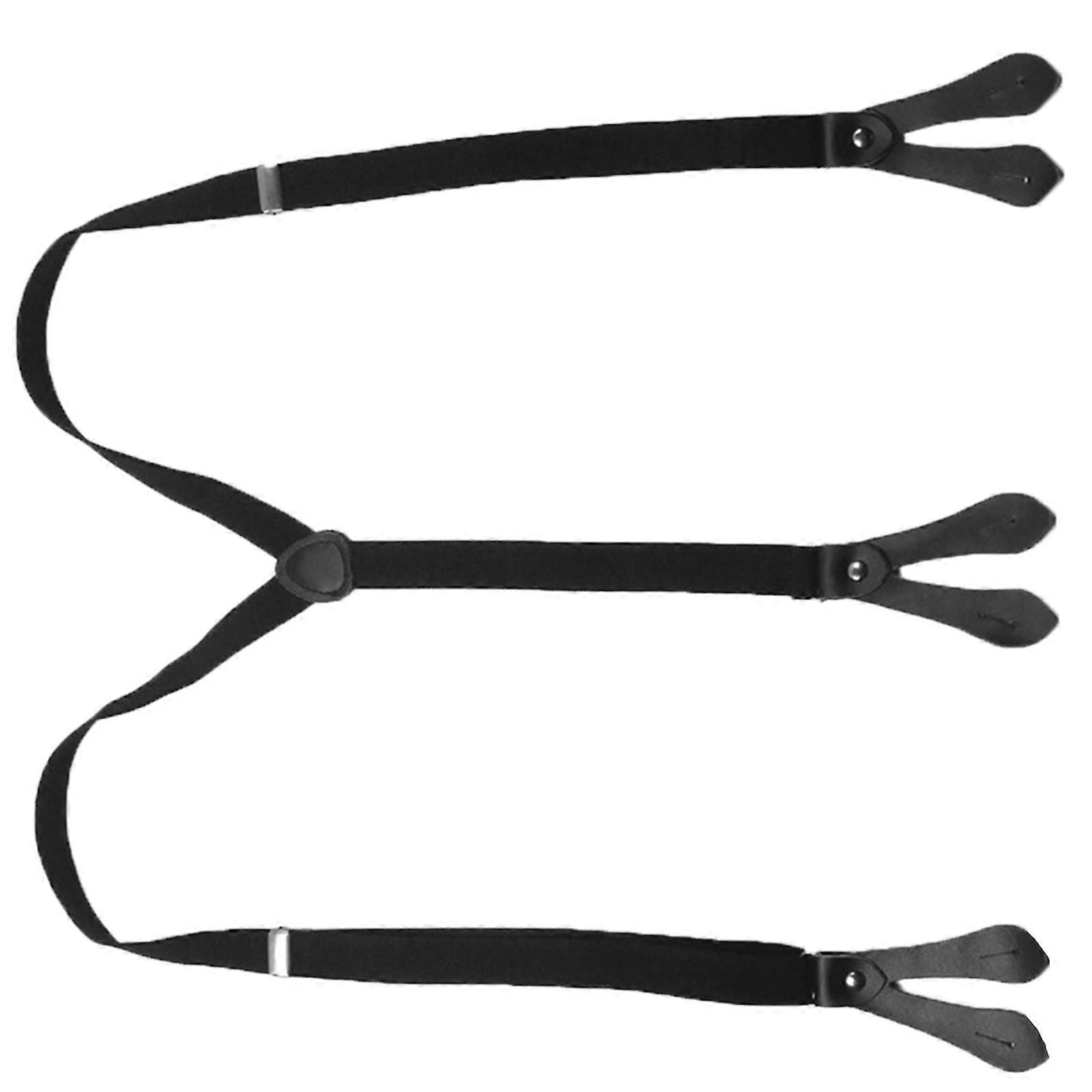 Mens Button Suspenders Y Shape Straps Daily Use 1Pack Black Adjustable