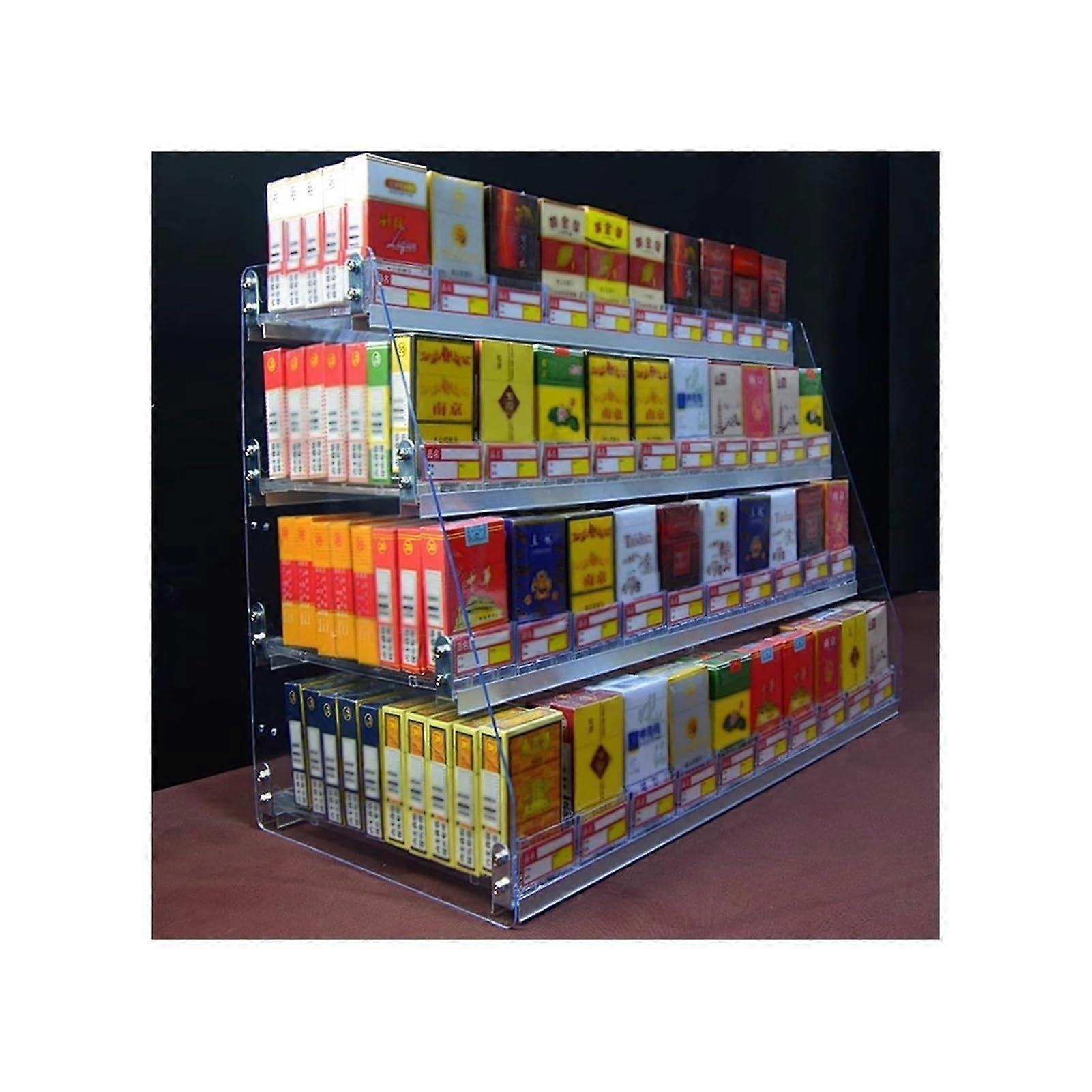 Cigarette Display Rack with Automatic Pack Forwarding, Clear Acrylic Shelf for Retail or Wall Mount