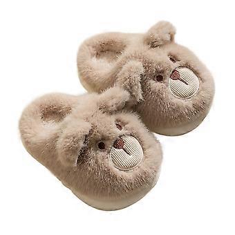 Pluche pantoffels met beertjesmotief voor peuters, warme antislip pluche pantoffels voor binnen voor kinderen van 3-3,5 jaar, kaki Z01 – Geschikt voor thuisgebruik