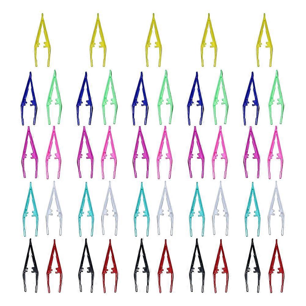 Plastic Tweezers for Craft Projects Handmade Forceps with 50Pcs Set