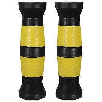 2pcs Non-Slip Dumbbell Handle Protectors - PVC Barbell Lifting Grips for Fitness - Replaceable Dumbbell Grip Covers for Strength Training Black Yellow