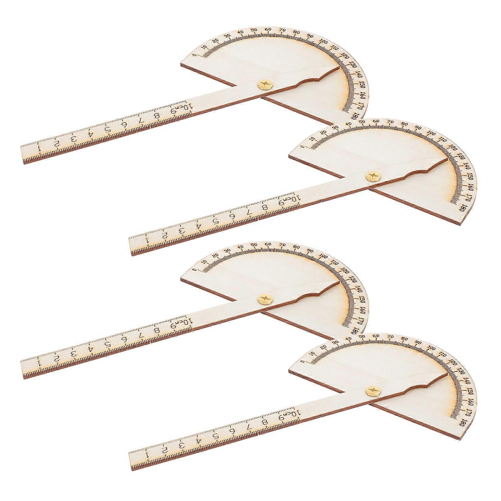 Technology Making Tools Wooden Angle Measuring Protractor for Teaching Use 4Pcs