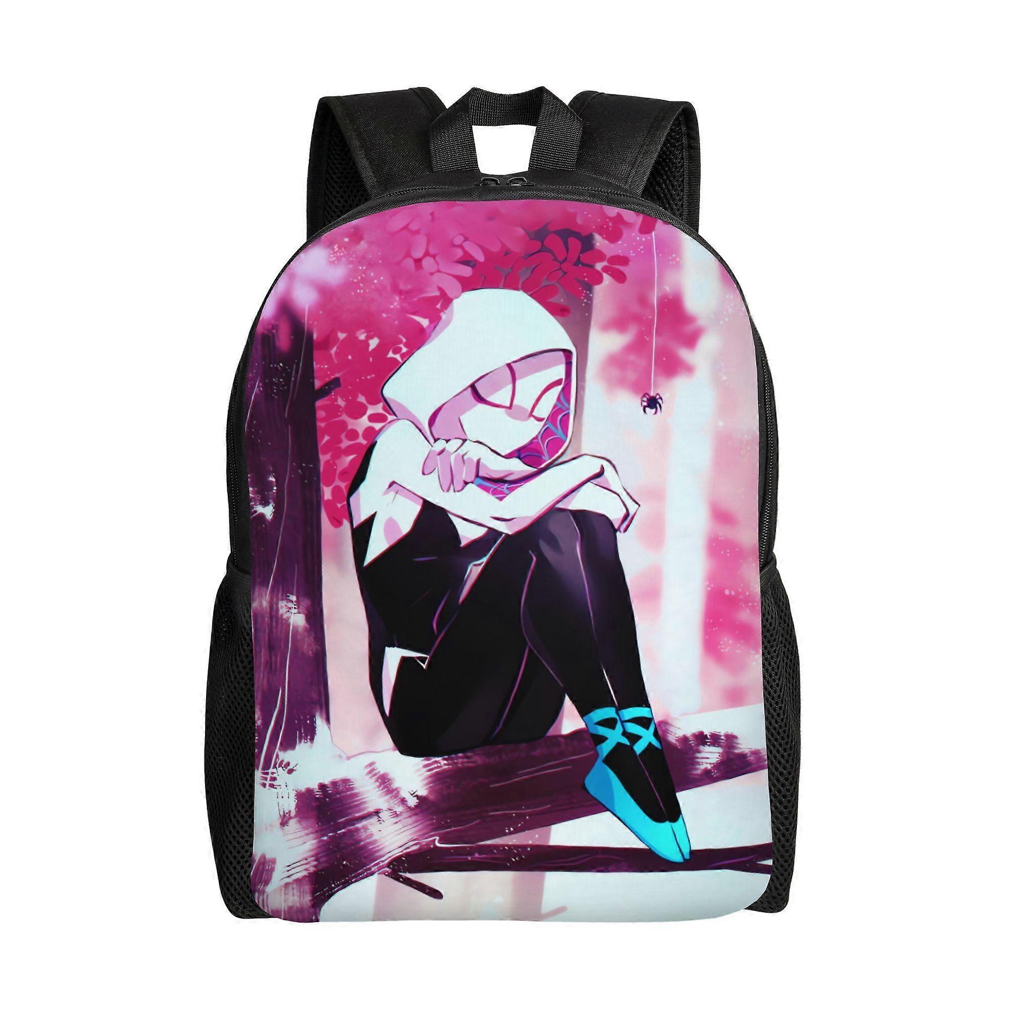 for & S-Spider-Gwen Themed Backpack - Single Layer School Bookbag with Gwen Character Design, Hand Washable, Compact for-mnbvc