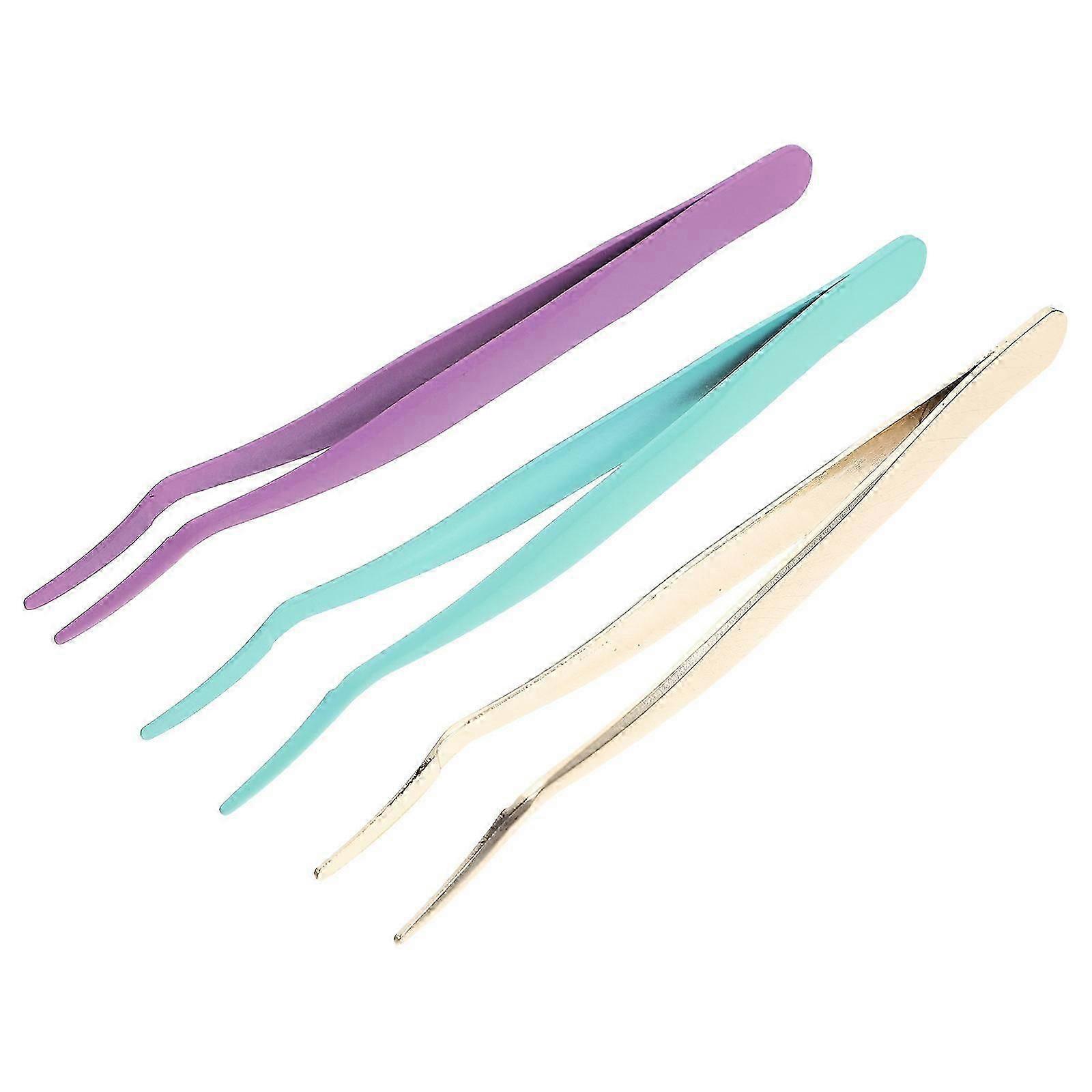 Lash Extensions Tweezers False Eyelashes Applicator Tools 3Pcs Kit