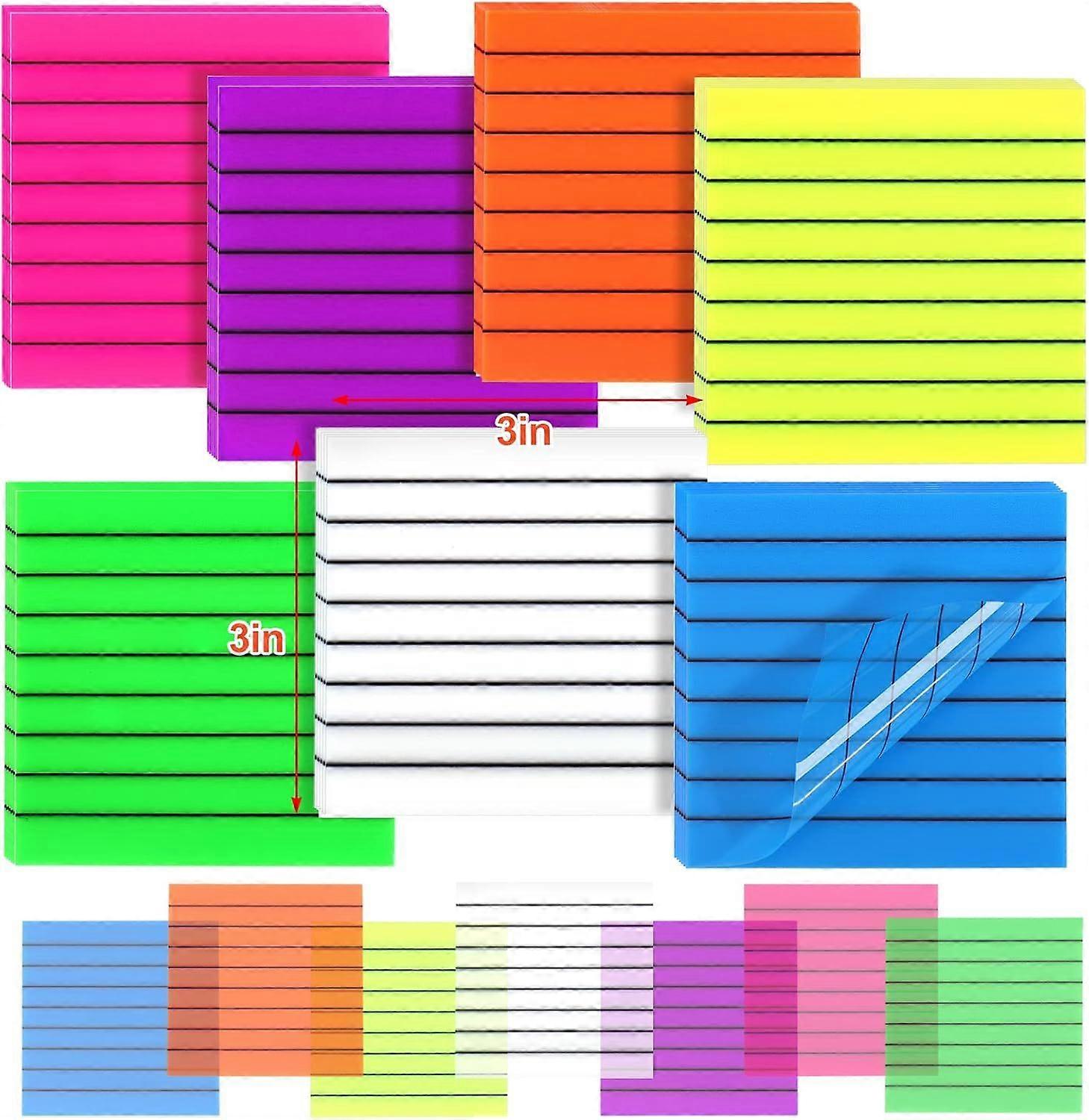 350 Sheets Transparent Sticky Notes with Lines, 7 Pads Lined Translucent Sticky