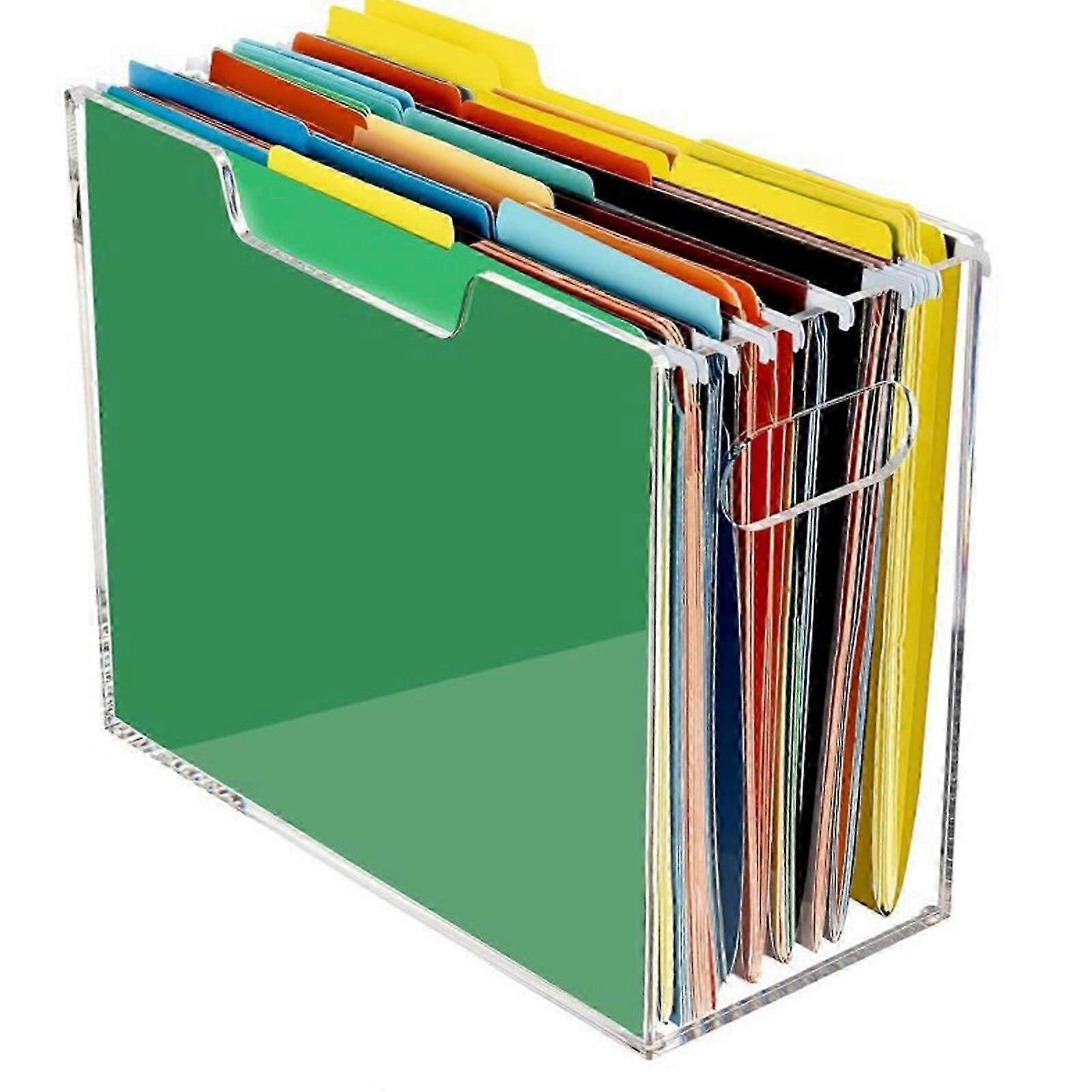 Shatterproof Cler Acrylic File Sorting Box Stackable Desktop Folder Organiser Storage Case compatible with Document Categorization