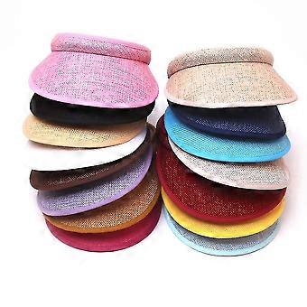 Clip On Visor Sun Hat, Flax Wide Brim Adjustable Clip On Head Visor for Women Teens and Adults, for Hiking Sports Beach Outdoor