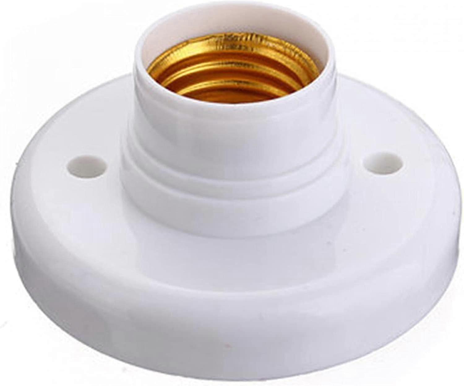 2 Pack E27 Bulb Socket, E27 Lamp Holder Round Plastic Screw Base Socket, Lamp Holder Holder E27 Wall Socket (white)