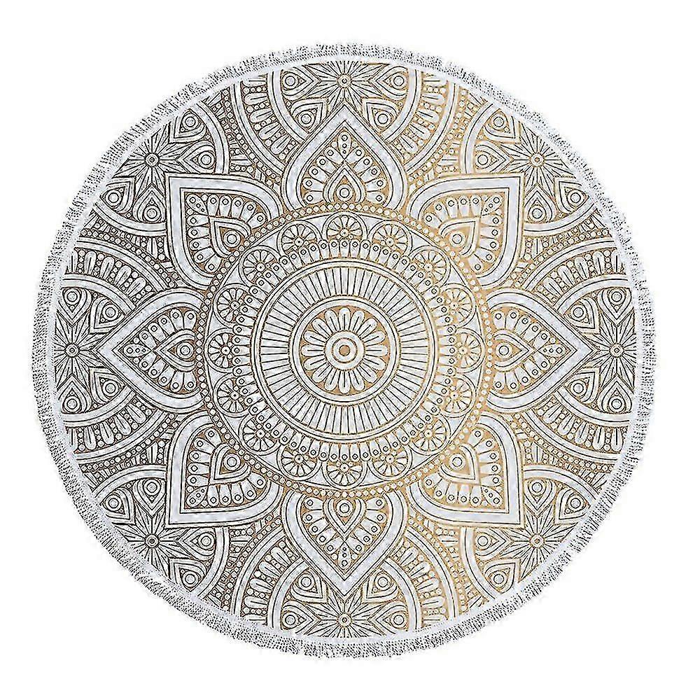 Round Microfiber Mandala Beach Towel with Tassels