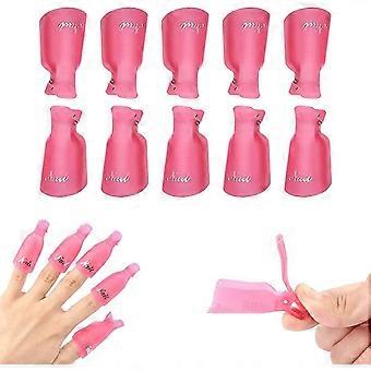 10 Stück Acryl Nagelklammern UV Nagellack Entferner Werkzeug Kunststoffkappe Polieren Entferner Werkzeug für Nailart Gel Nägel (Rosa)