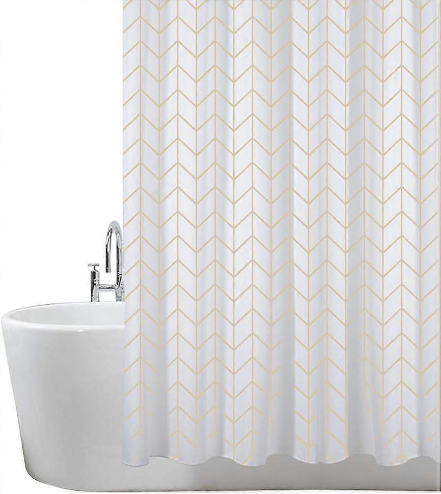 180 x 180 cm Mildew Resistant Shower Curtain | Polyester  Chevron Pattern