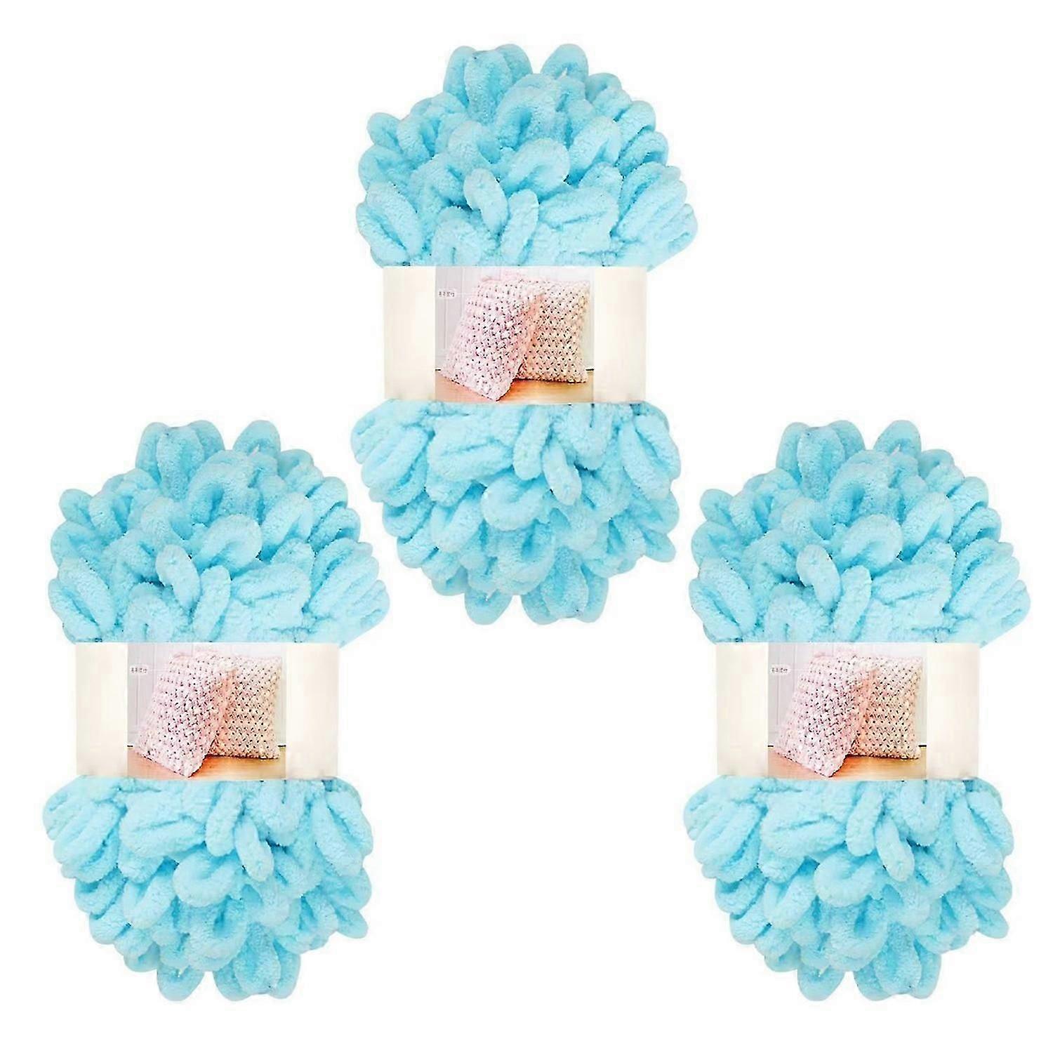 3 Rolls Loop Yarn Finger Knitting Yarn No Hook Needed Fluffy Yarn for Beginners