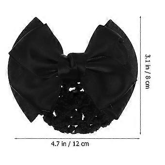 6pcs Professional Office Elastic Bun Bow Headdress Hair Snood Net Mesh Hair Clip Cross Bow Hairpin for Lady Women (Red + Blue + Black + Wine Red + Da