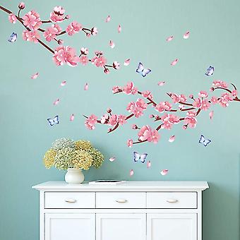 Decvictor Stickers Muraux Vigne De Cerisier Suspendue - Autocollant Fleur Rose Pour Chambre Salon Décoration Murale