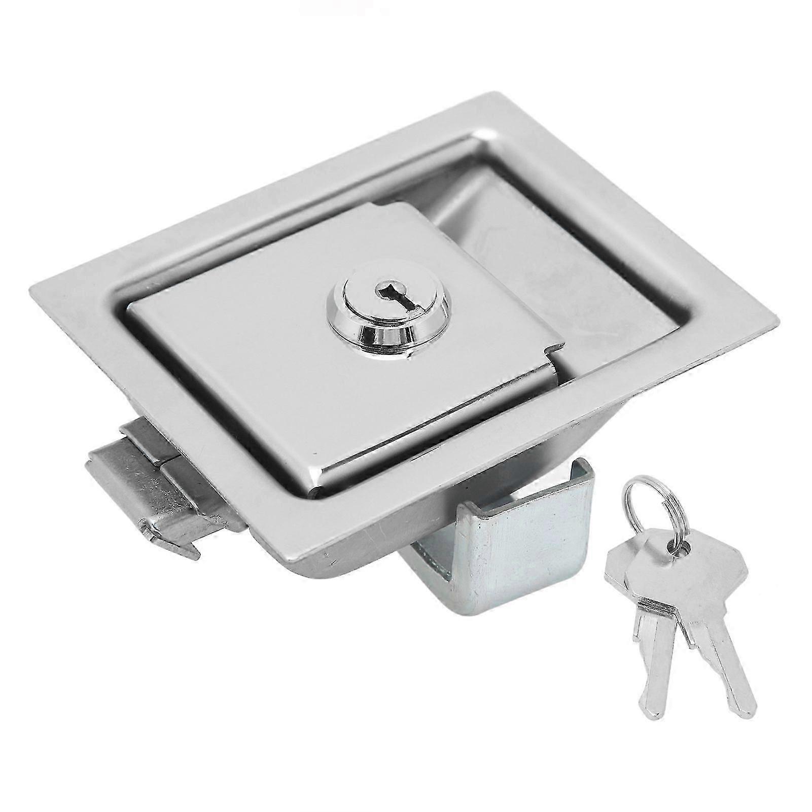 Embedded Panel Lock Stainless Steel Rectangular Trailer Paddle Door Key Latch Handle Truck Toolbox Lock