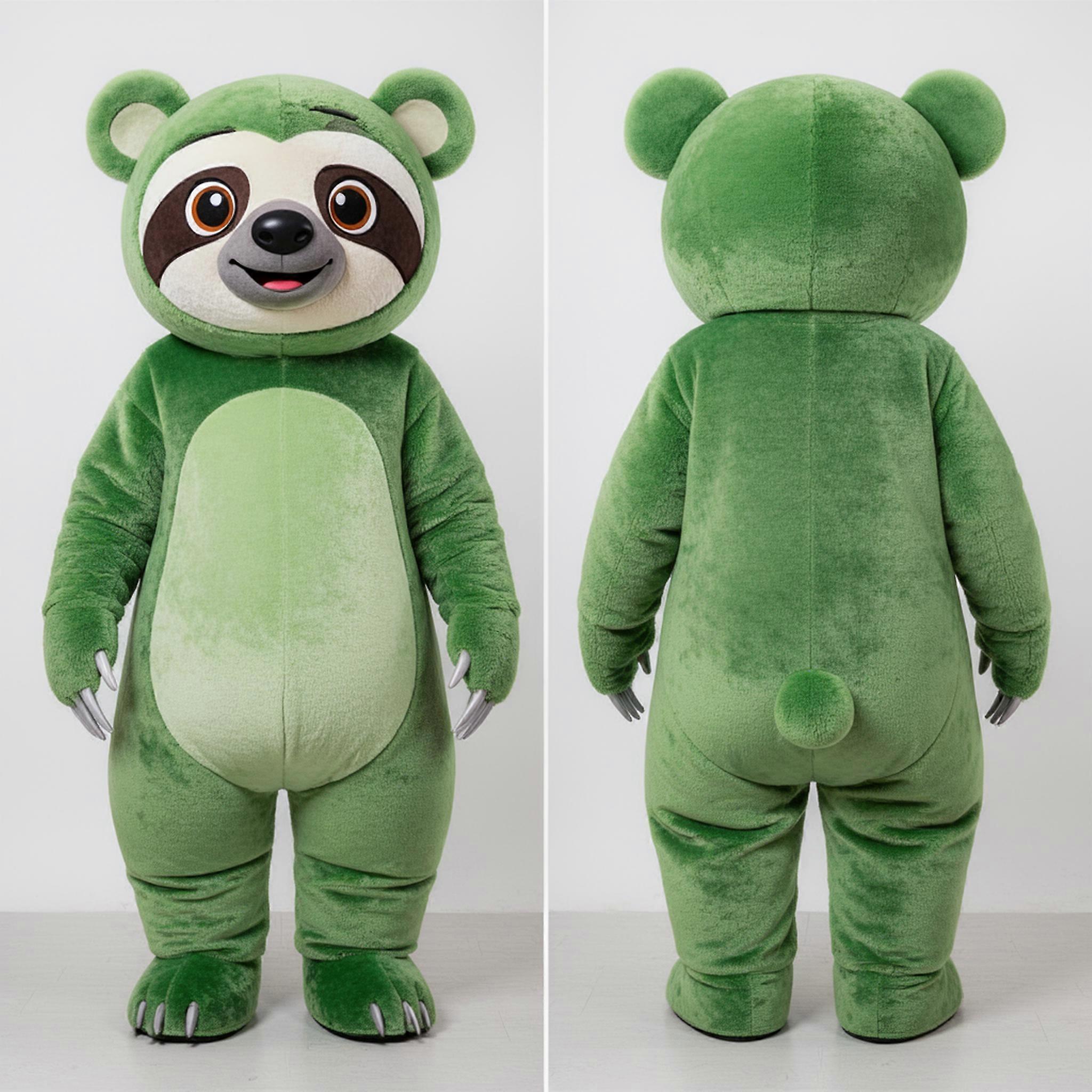 MASTICOT Green Rounded Sloth Bear Mascot