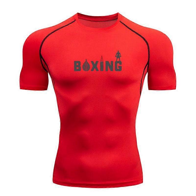 Men's Boxing Pattern Compression Athletic T-shirt Quick Dry