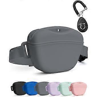 Silicone Dog Treat Pouch with Training Clicker, Strong Magnetic Closure, 1.67 Cup Capacity, Adjustable Waist Belt for Pet Training