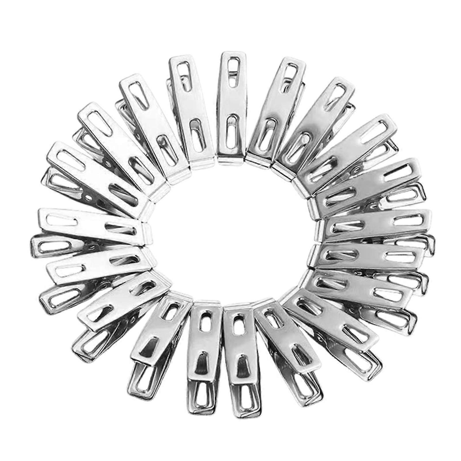 20pcs Stainless Steel Flat Clips Multi-Functional Windproof Seamless Clothes Clip