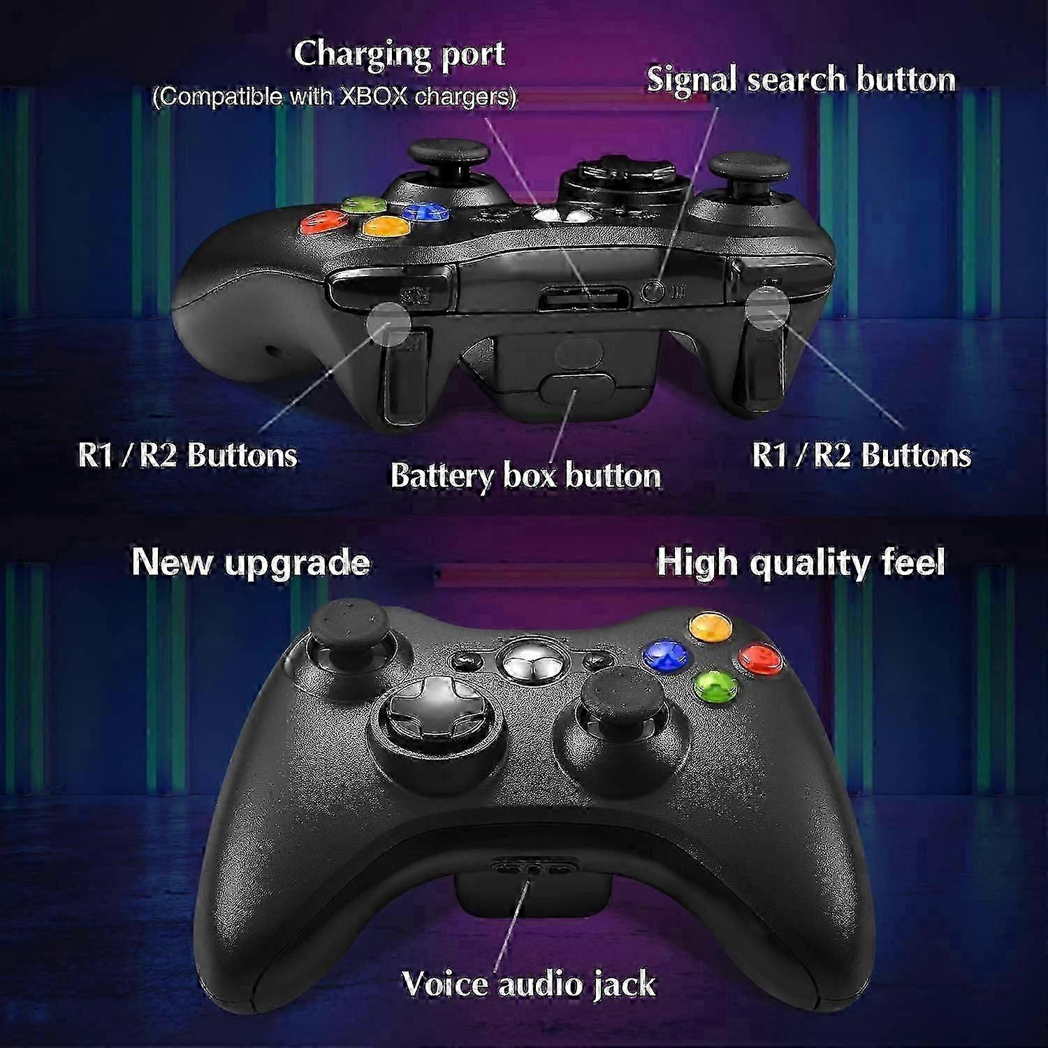 Black Wireless Controller Compatible with Xbox 360