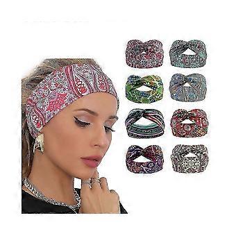 R9 10 stuks Boho bloemenhoofdbanden voor dames - Stijlvolle brede bandana-knoop haar