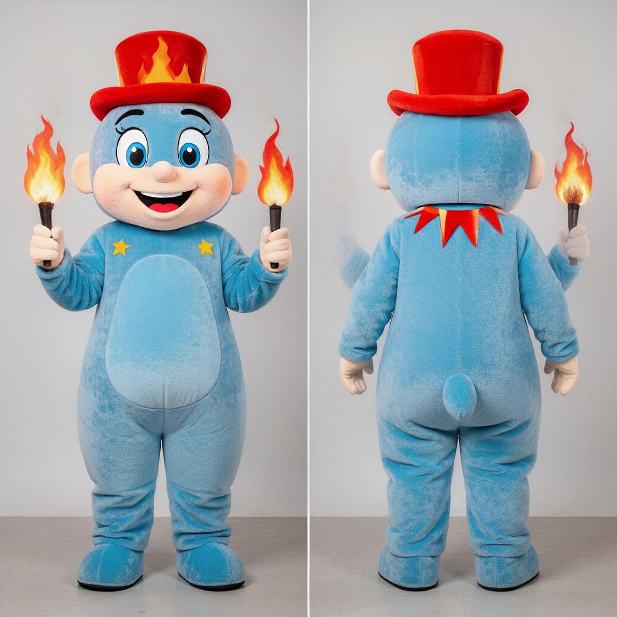 MASTICOT Sky Blue Playful Fire Eater Mascot