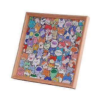 Puzzle in legno a forma di gattino, 12 colori, con pennarelli colorati per bambini