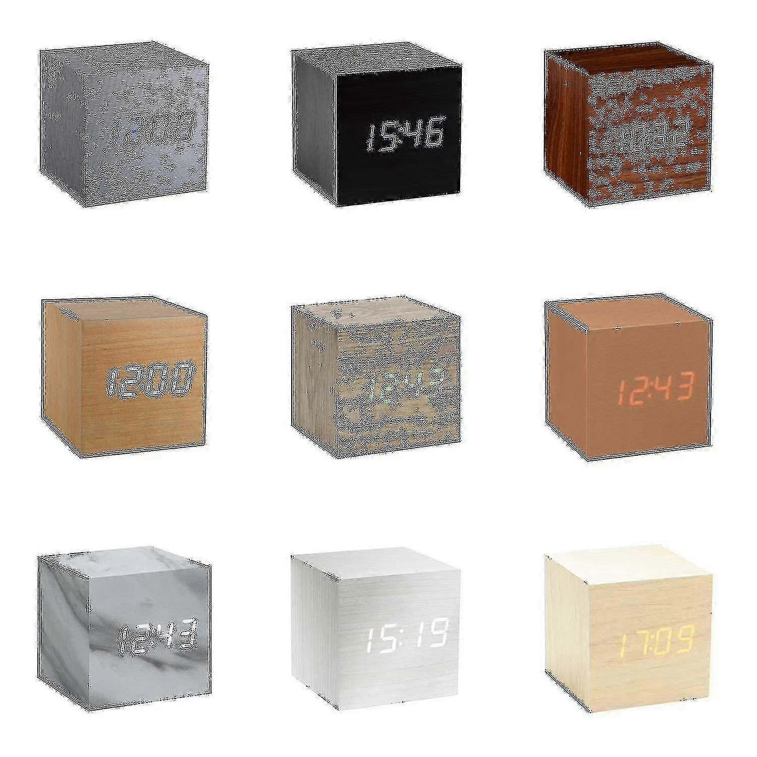 Gingko Cube Led Click Clock Alarm Clock With Sound Activation (time, Date & Temperature) Various