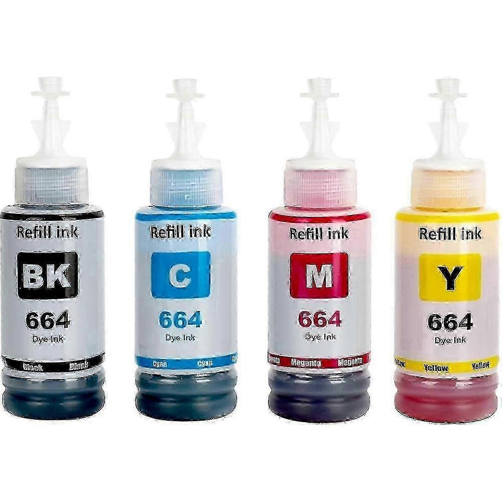 4-Pack Ink Set Compatible with Epson EcoTank Printers, 70ml per Bottle