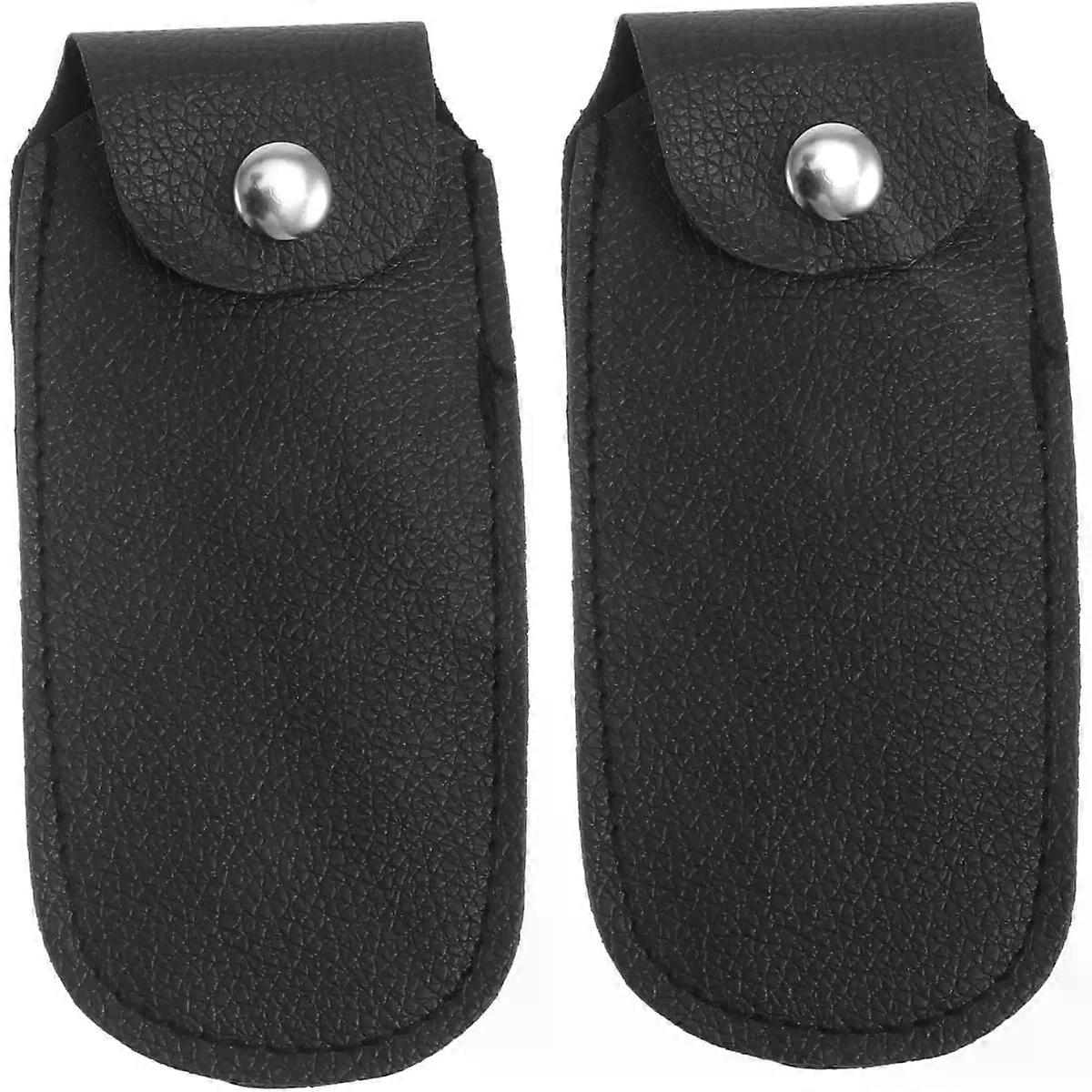 2pcs Harmonica Storage Pouch Portable Imitation Leather Black