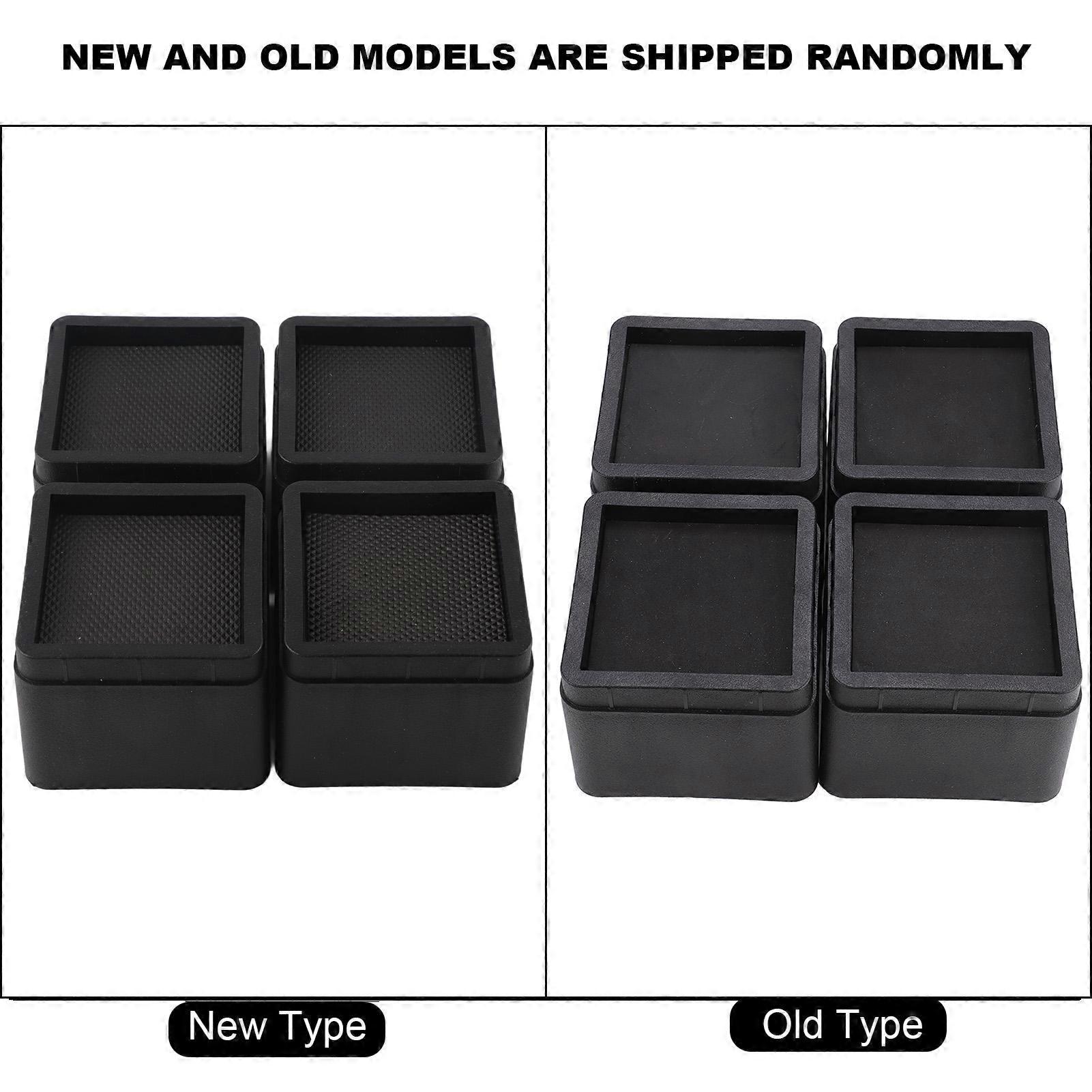 4PCS Durable Stackable Bed Risers Black Square MoisturE proof Insect Proof Furniture Legs