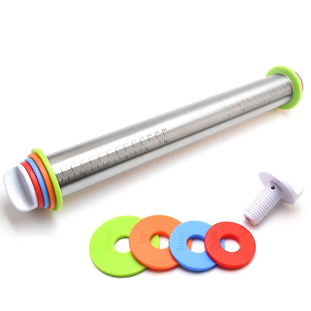 17 Inch Adjustable Rolling Pin With 4 Removable Rings