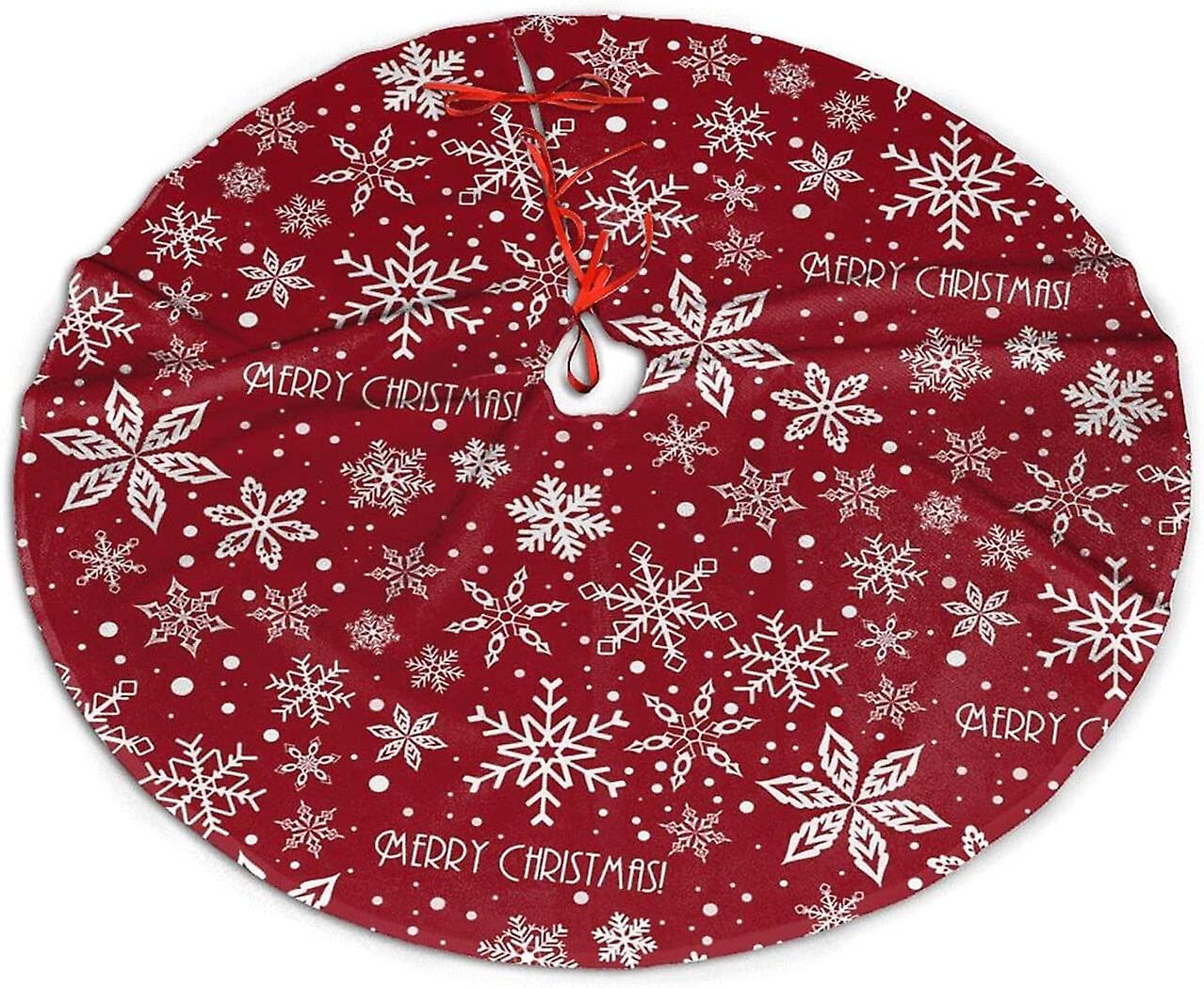 Christmas Tree Skirt 48 Inches White Snowflake Tree Mat