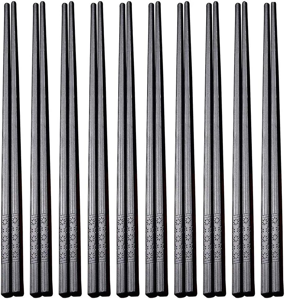 10pairs Chopsticks Set Alloy Chopsticks Black Pattern Chopsticks