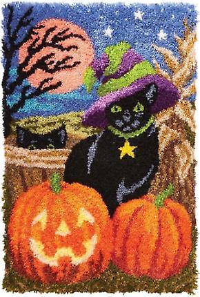 Halloween Black Cat Rug Latch Hooking (102x69cm)