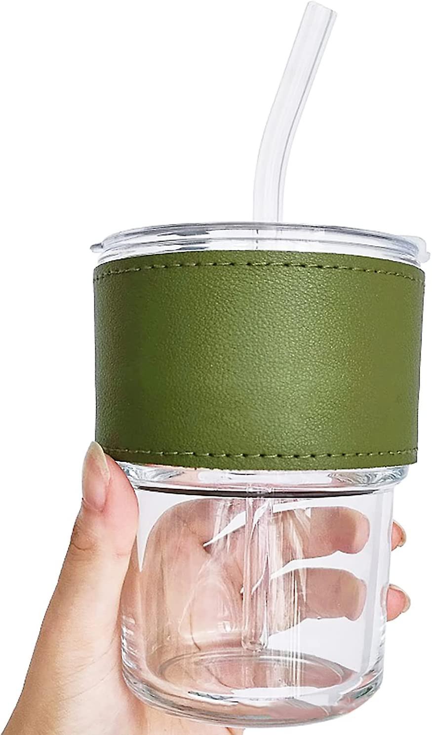 16 Fl.oz Glass Water Cup With Lid Straw Leather Protective Sleeve, Wide  Mouth Smoothies Mug Sealed Carry On, Glass Coffee Tumblers Leakproof  Insulated | Fruugo QA