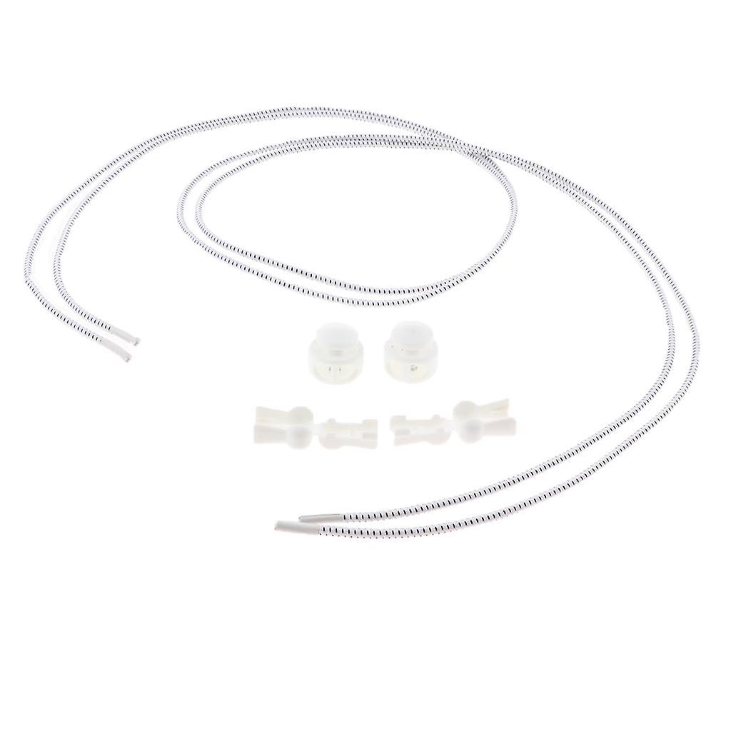 Elastic No Tie Shoelaces Sneakers Shoe String for Kids Adults White