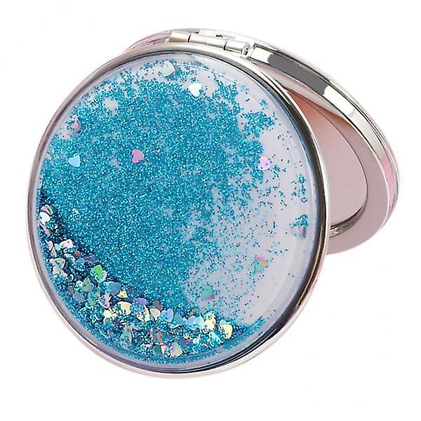 4xTravel Compact Double Sided Makeup Mirror Portable Magnifying Folding Mirror Blue-round