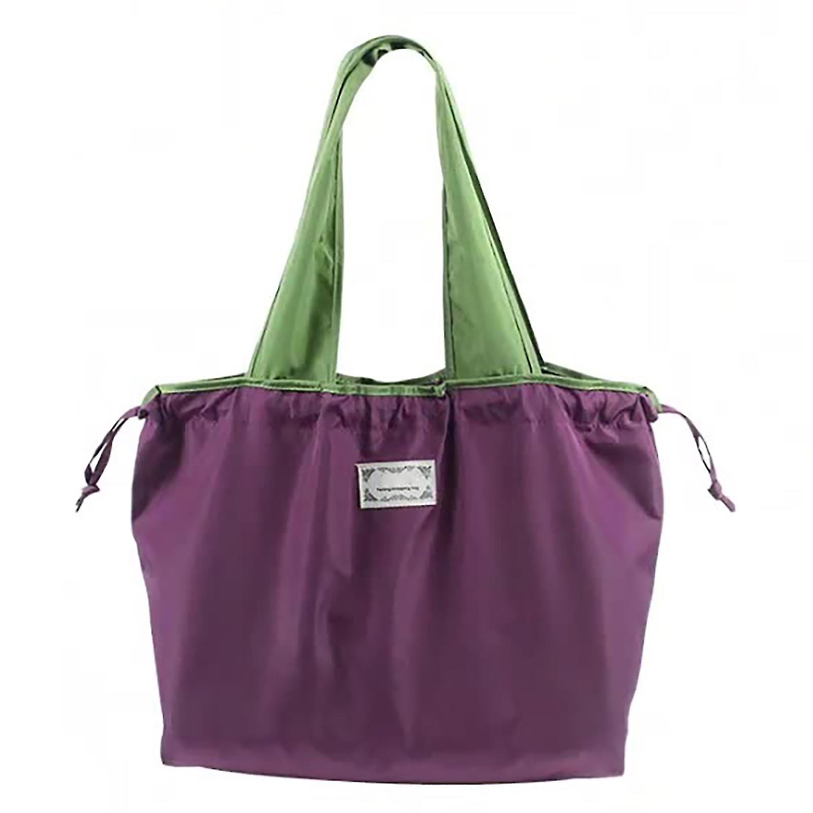 Drawstring Anti-slid Handle Shopping Bag Oxford Cloth Practical Large Capacity Shoulder Bag For Daily Use