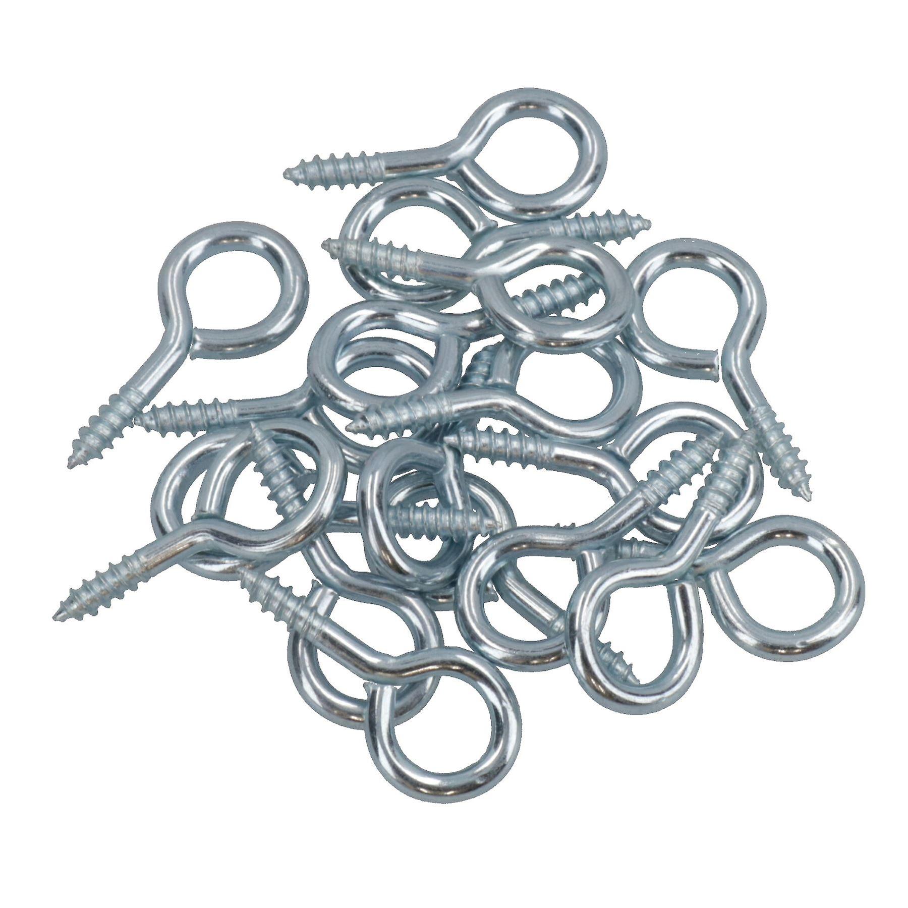 Screw Eye Hooks Fasteners Picture Curtain Hanger 10mm Hook 35mm Length 18pc