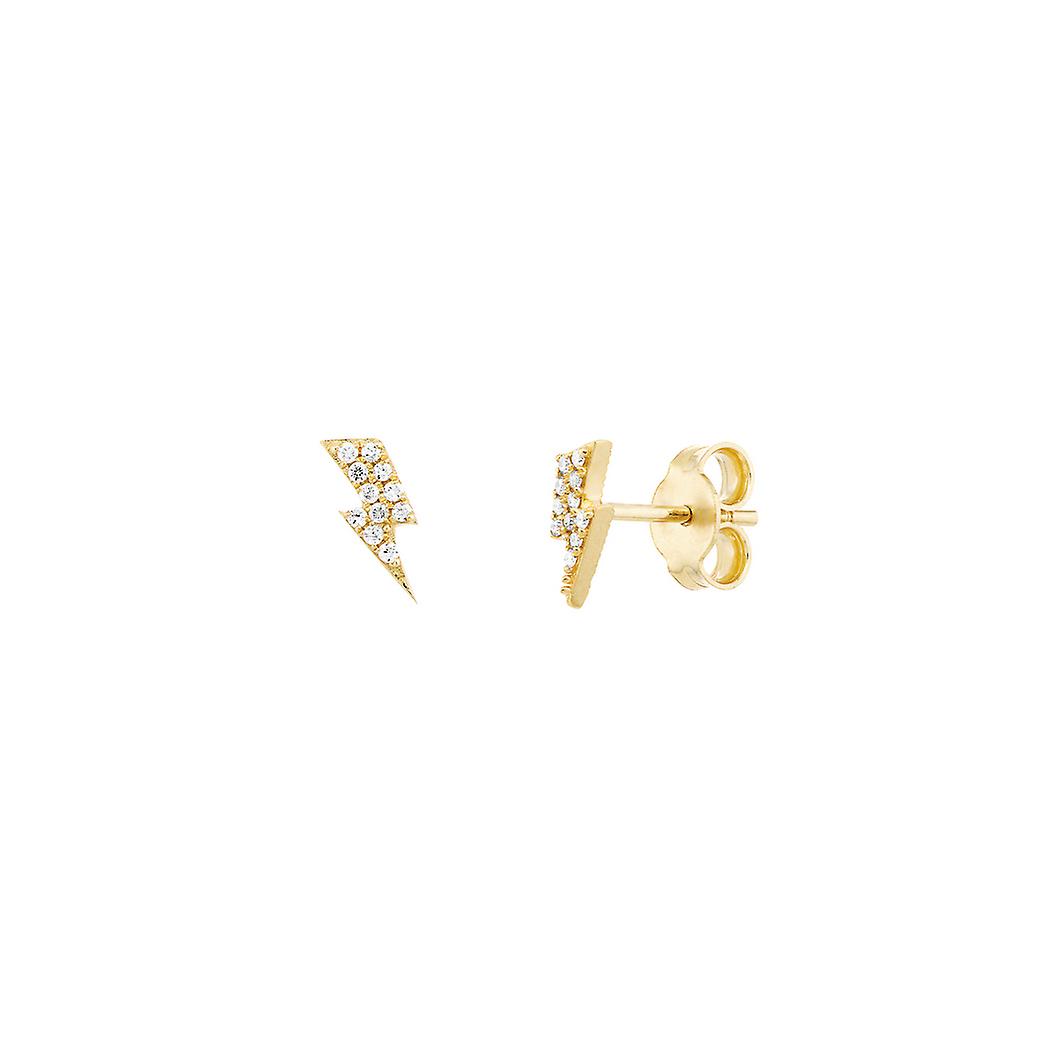 14k Yellow Gold 0.05 Dwt Diamond Thunder Bolt Stud Earrings-Stud Earring for Women