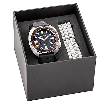 Heritor automatische Matador box set met INTERCHANGABLE bands en datum display-zwart/oranje