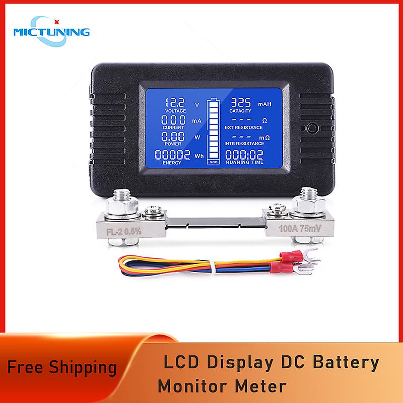 Mictuning Lcd Display Dc Battery Monitor Meter 0-200v Voltmeter Ammeter With 9 Measurement Functions For Automobile Solar System
