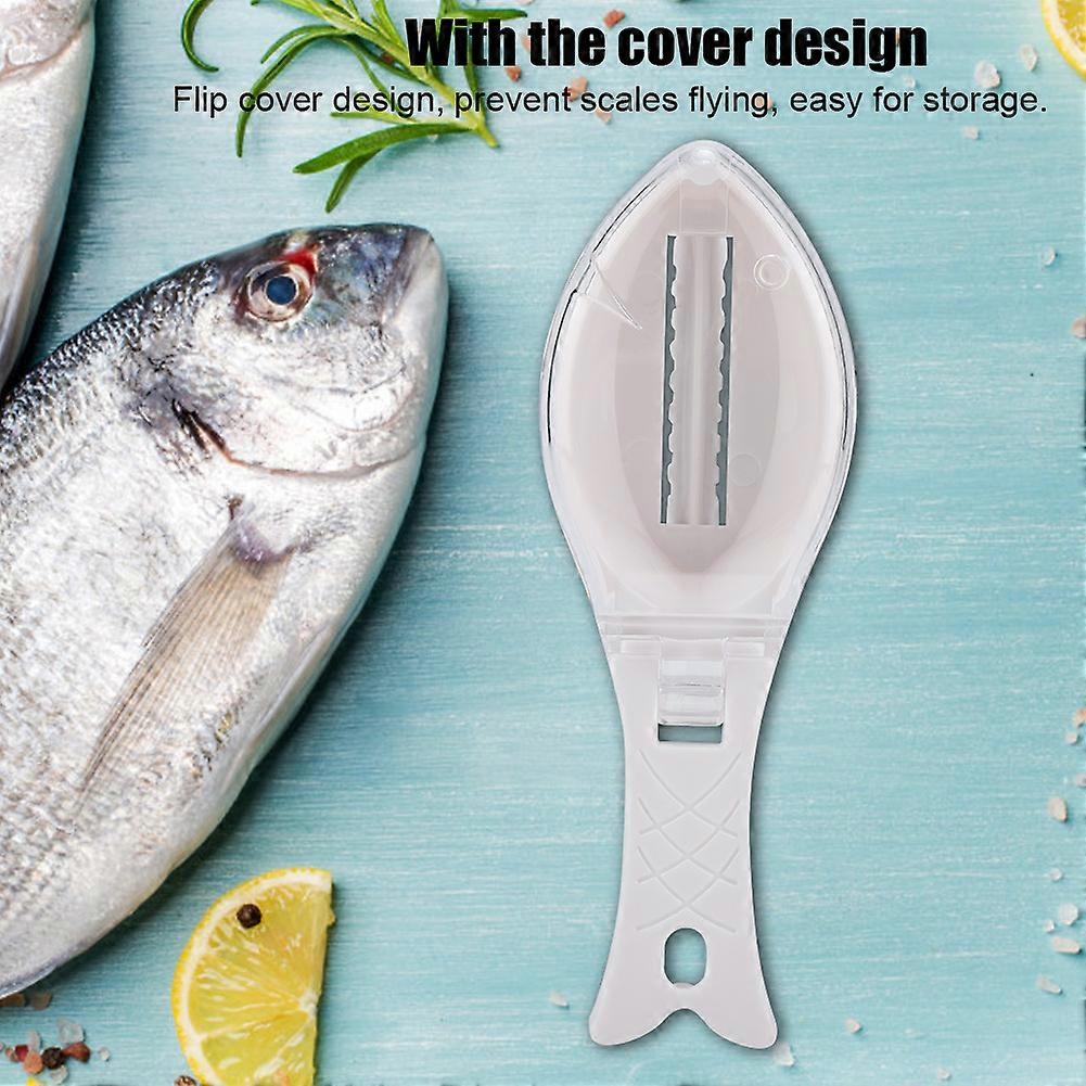 Fast Remove Fish Skin Scraping Brush Plastic Scraper Kitchen Cleaning Fishes Knife(White)