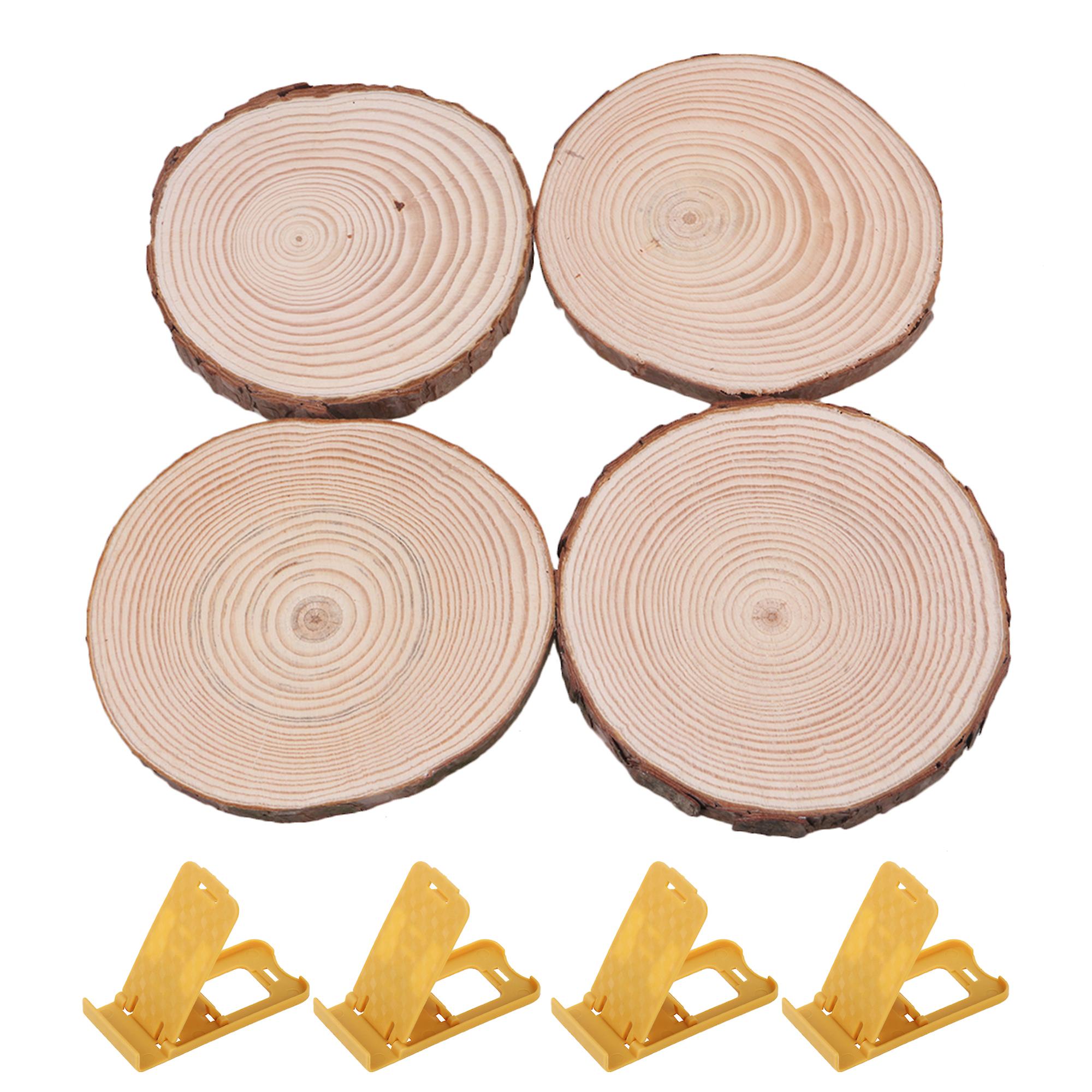 4PCS 14-16cm Wood Slices Round Log Discs for Arts & Crafts & Ornaments