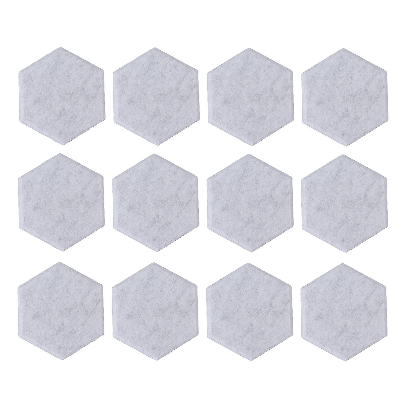 12PCS Hexagon Acoustic Panels High Density Sound Absorbing Panels Sound Proof Beveled Edge Wall Panels 14x12x7cm Silver Gray