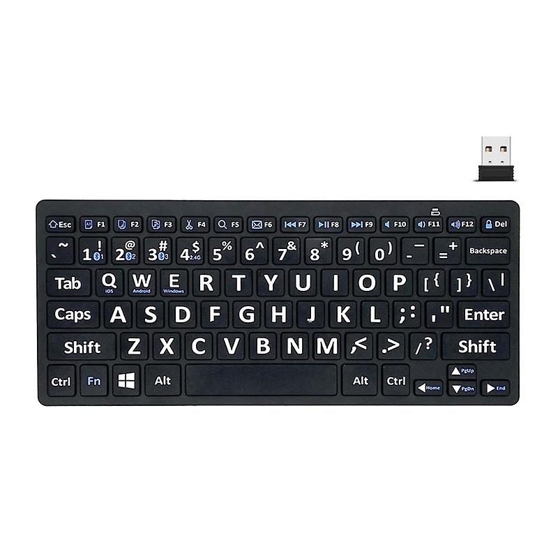 2.4G Wireless Keyboard 78 Keys Large Print Keyboard for Elderly Desktop Laptop